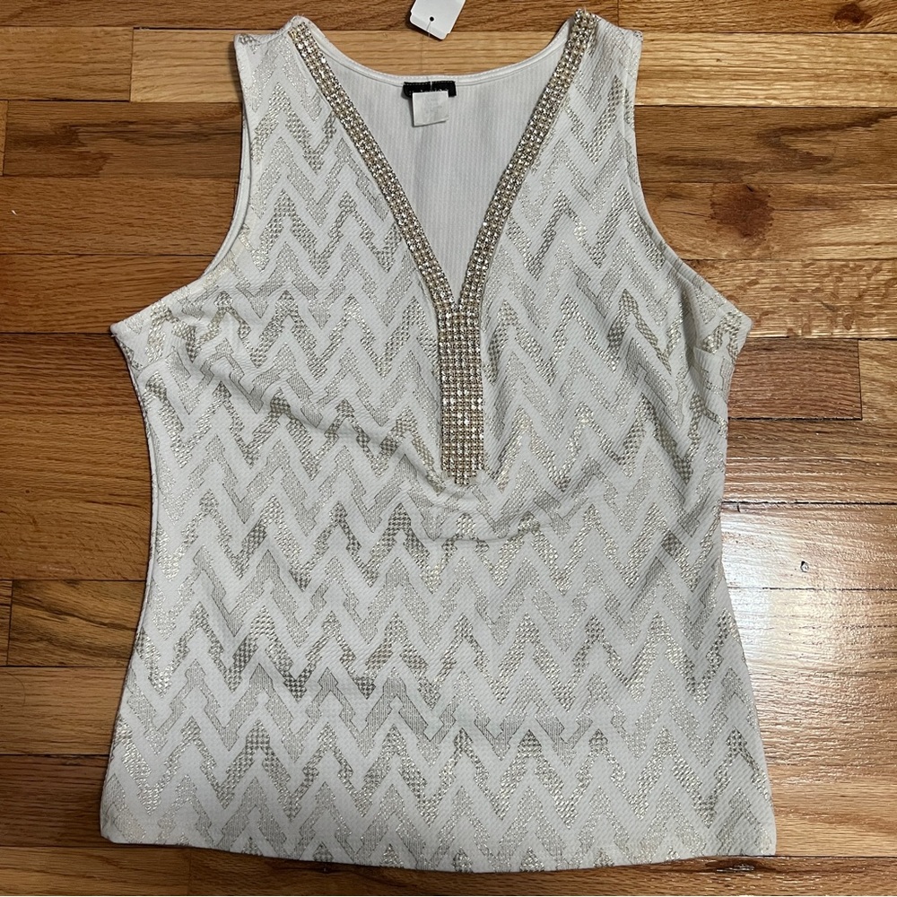 Janice Gem Stones Sleeveless Tank Top Size L